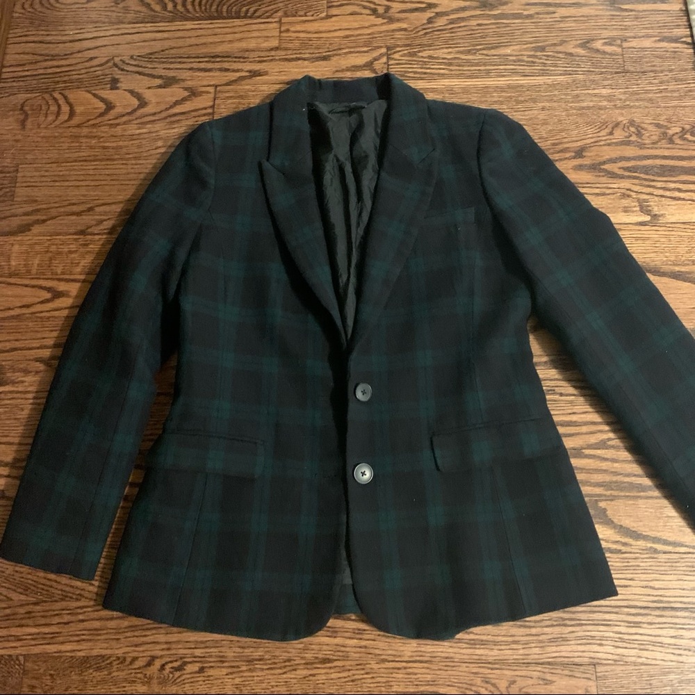 Madewell Blue Green Plaid Blazer